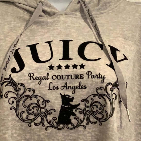 NWT SAMPLE JUICY COUTURE Rare Gray Velvet Cropped Hoodie Cozy Soft Sleepwear Top - Picture 2 of 9